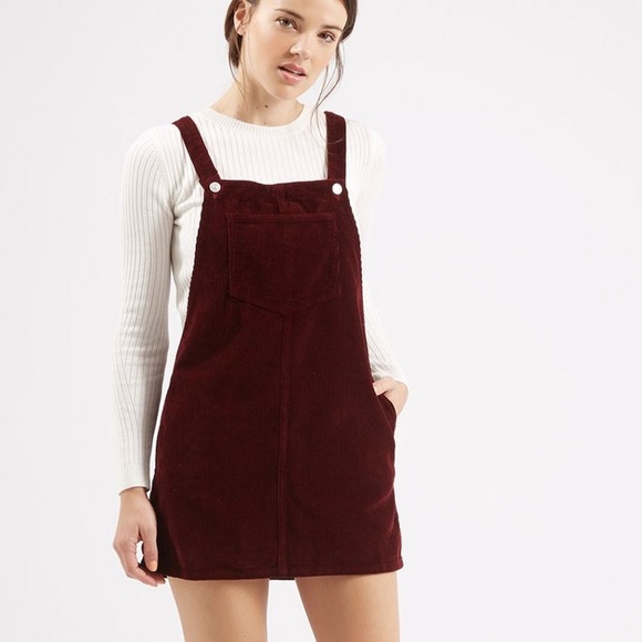 LAST ONE SALE Burgundy Corduroy Overall dress - Picture 2 of 8